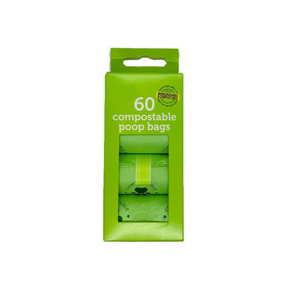 ขายปลีก 100% compostable Biodegradable กระเป๋าขยะสุนัข กระเป๋าบรรจุที่ยั่งยืน ซัพพลายเออร์ประเทศจีน OEM การออกแบบโลโก้ที่กําหนดเอง